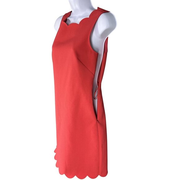 J Crew Womens 2 Coral Scallop Sleeveless Shift Dress Side Zip Timeless Career - Picture 7 of 14